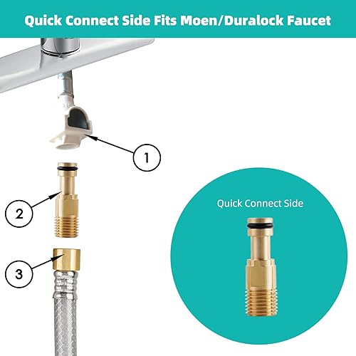 Miniatura 10 de Hygie Rinse Pulverizador lateral para fregadero de cocina con conector lateral rápido compatible con reemplazo de cabezal de grifo Moen, accesorio