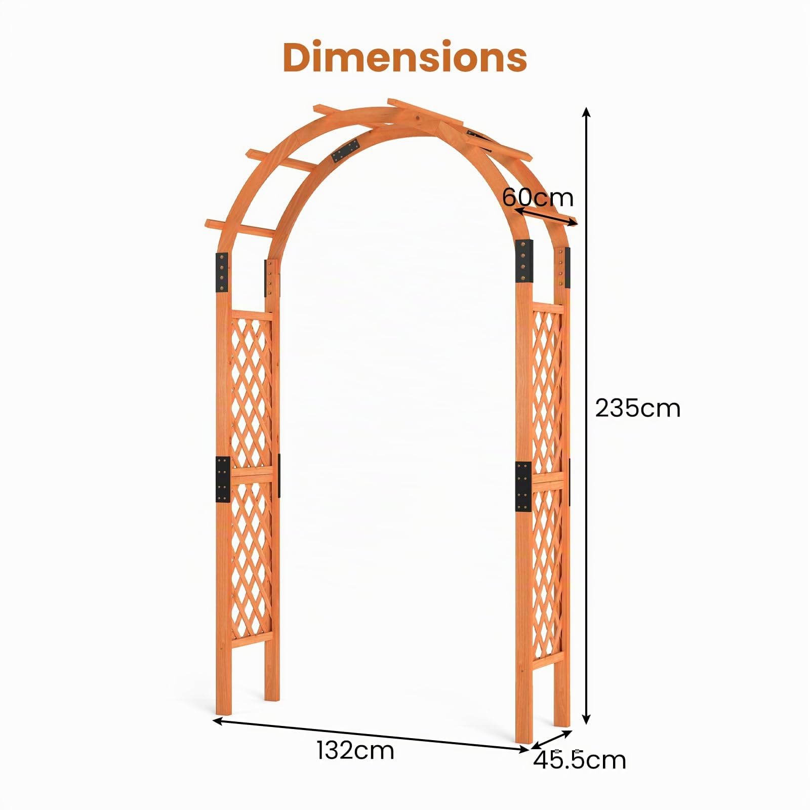 HOMASIS Arche de Jardin en Bois avec Treillis pour Plantes Grimpantes