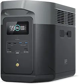 EF ECOFLOW Estação de Energia Portátil DELTA 2 Max, 2048 Wh, Carregamento Rápido de 0 a 80% em 68 Min, 6 Tomadas CA de 2400W (X-Boost 3400W), Energia para Falta de Energia e RVs (120V US)