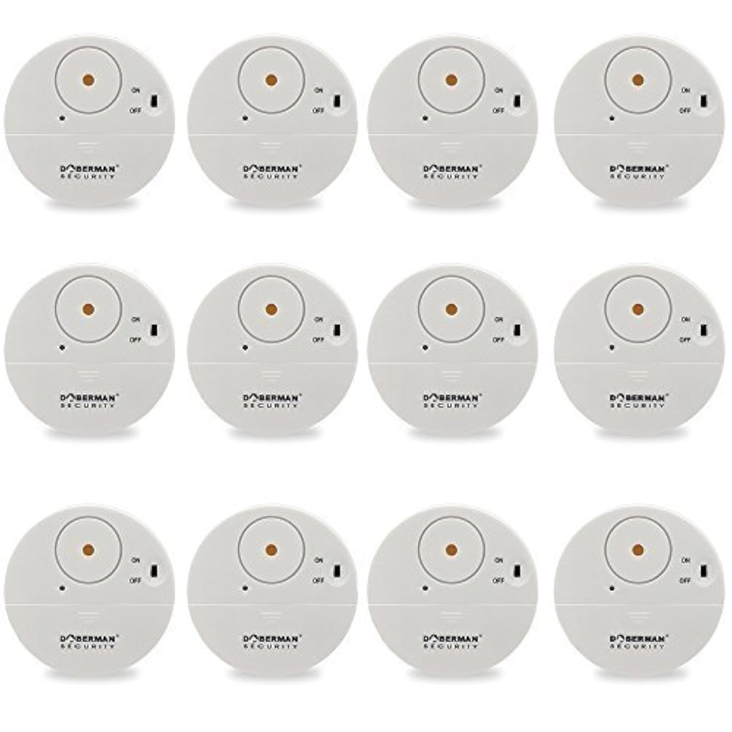 WER[Pack of 12] White Ultra-Thin Window Alarm with Loud 100 dB Alarm and Vibration Sensors - Modern and Ultra-Thin Design Compatible with Any Window - Model SE-0106
