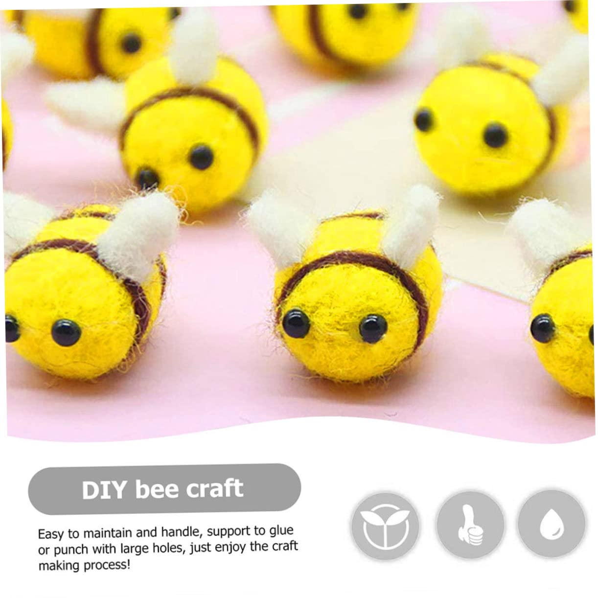 Uonlytech 8 Sätze Wool Felt Bee Bastelset Teiliges Für DIY Partydekoration Umweltfreundliche Filz Bienen Für Kreative Bastelprojekte Für Geschenkideen 20 Stück * 8