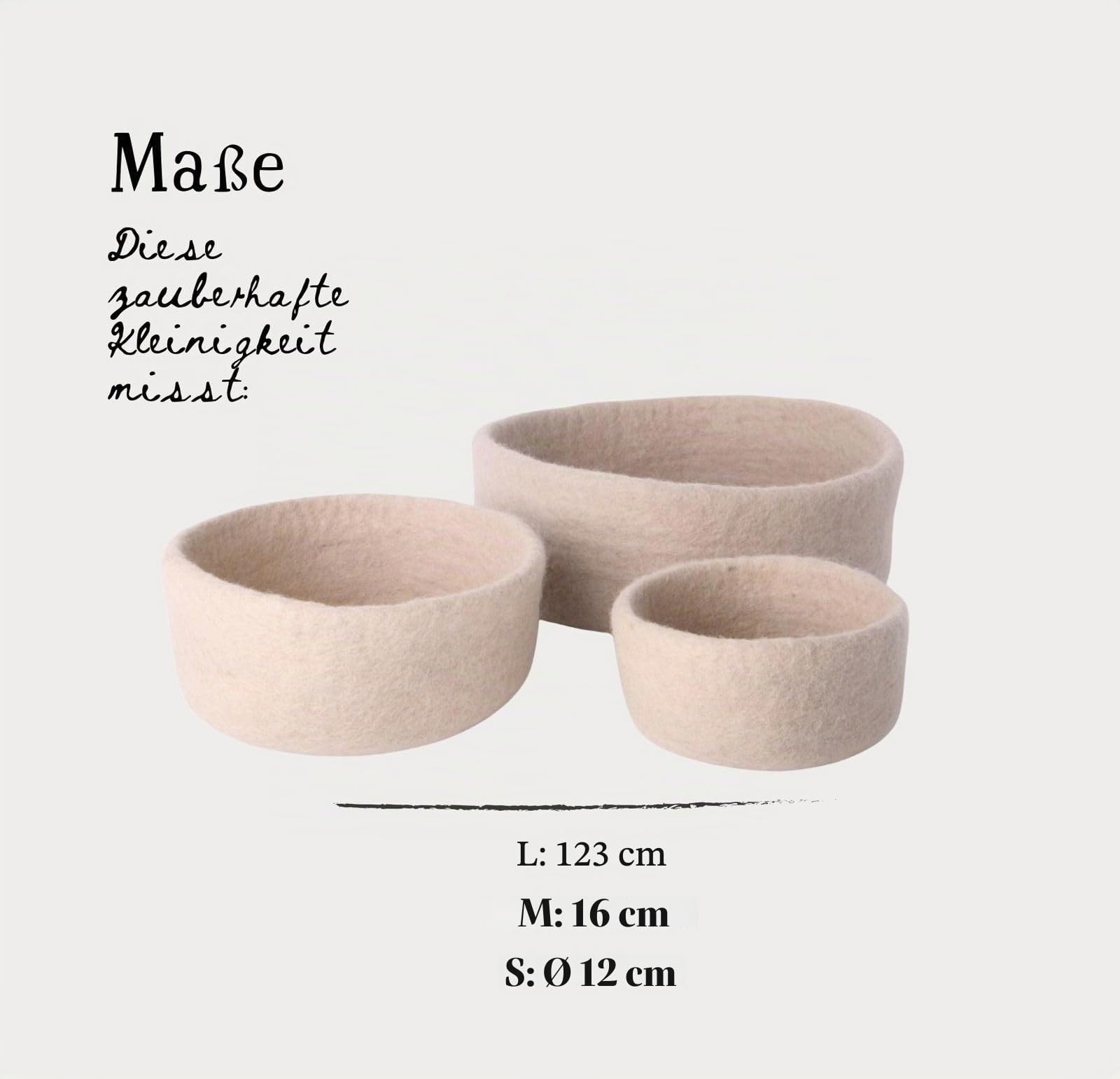 Gry & Sif Handgemacht & Fairtrade-zertifiziert Stilvolles dänisches Design x Napali Kunsthandwerker | Filzschalen für Osterkorb, Frühstückskorb, Organizer aus Filz | Beige | 3er-Set