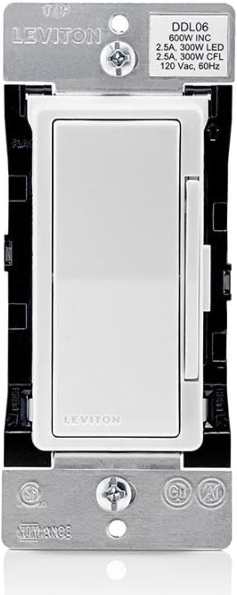 Decora Digital Dimmer Switch for Dimmable LED, Halogen and Incandescent Bulbs, White with Light Almond Faceplate, DDL06-1M, Light Almond