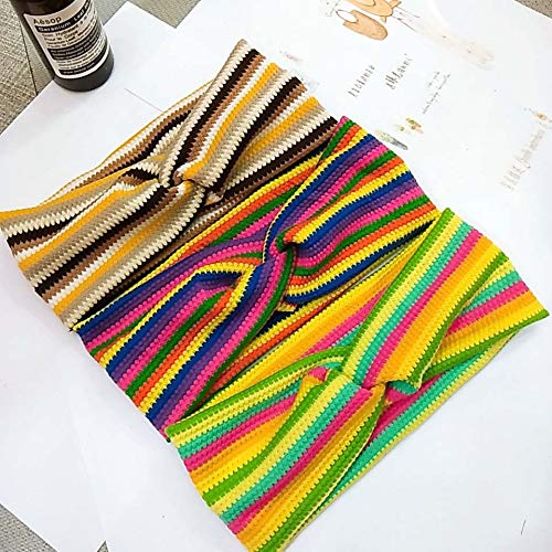 5 Pack Women's Boho Headbands for Women Girls Wide Bohemian Knotted Yoga Headband Head Wrap Hair Band Elastic Hair Band Accessories for girl(E) - Thumbnail 3