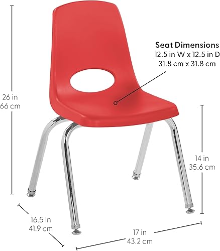 Miniatura 603 de Factory Direct Partners 10355-BL Silla escolar apilable de 10 pulgadas, asiento apilable para estudiantes con patas de acero cromado y rodamientos