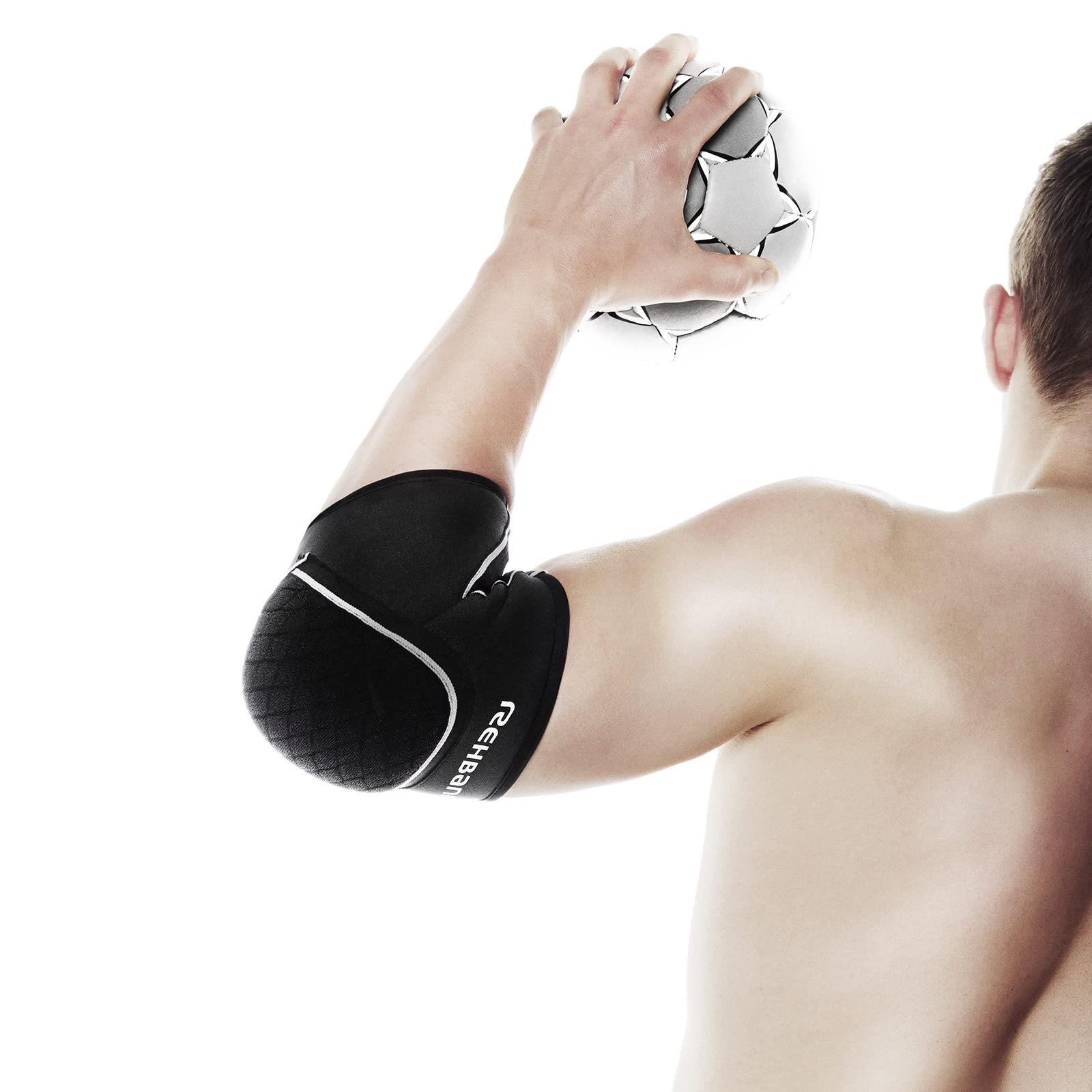 Rehband Ellenbogenschoner Schwarz, Neopren Ellenbogenschutz Handball & Volleyball, Unisex