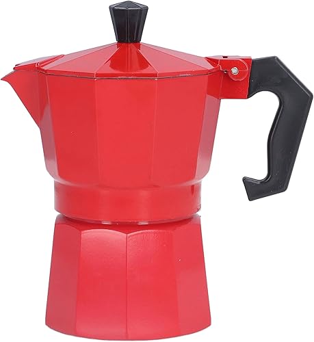 Cafetera Stovetop, 5.1fl oz, 3 tazas de aluminio de estilo italiano clásico con válvula de alivio de seguridad integrada con mango ergonómico,
