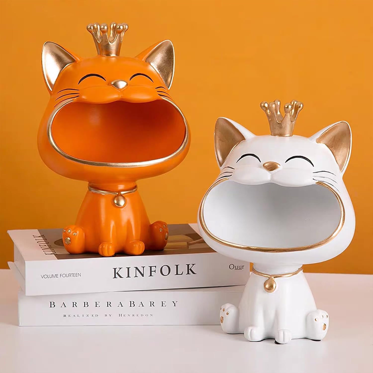Statua di Gatto, Gatto Fortunato Storage Sculpture, Arancione