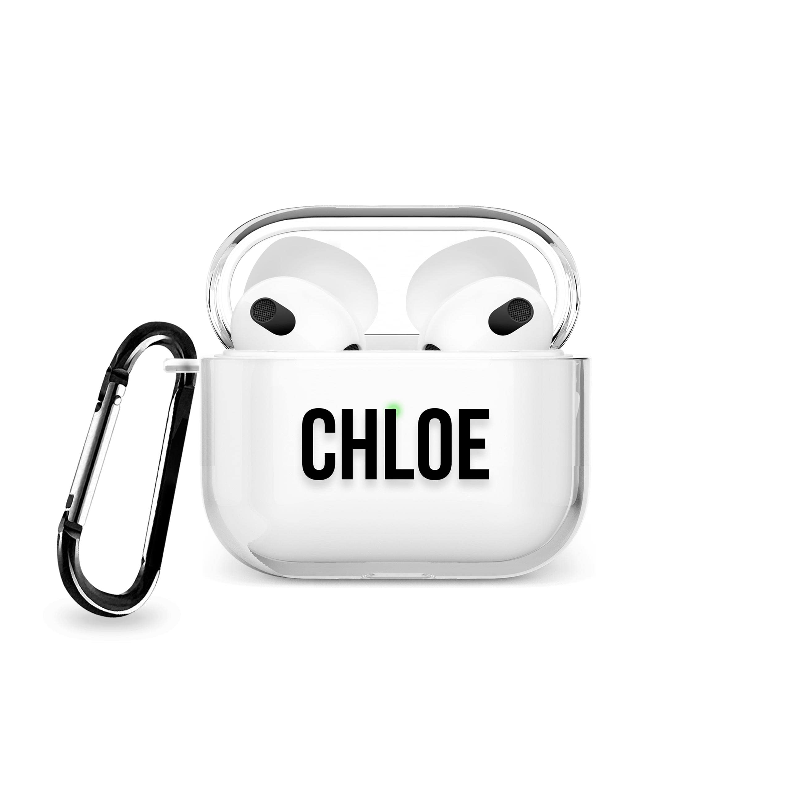 Tirita Personalised Custom Case Compatible with Apple AirPods 4th gen, Support Wireless Charging, with Carabiner, Front LED Visible [08- Rose Gold Monogram] — view 11