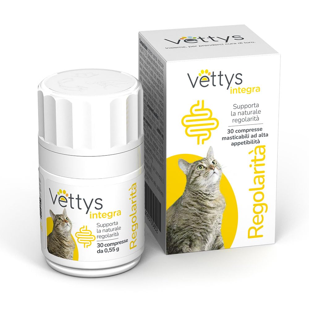 Vettys Integra Regolarità Gatto - Integratore per la Flora Intestinale - 30 Compresse Masticabili