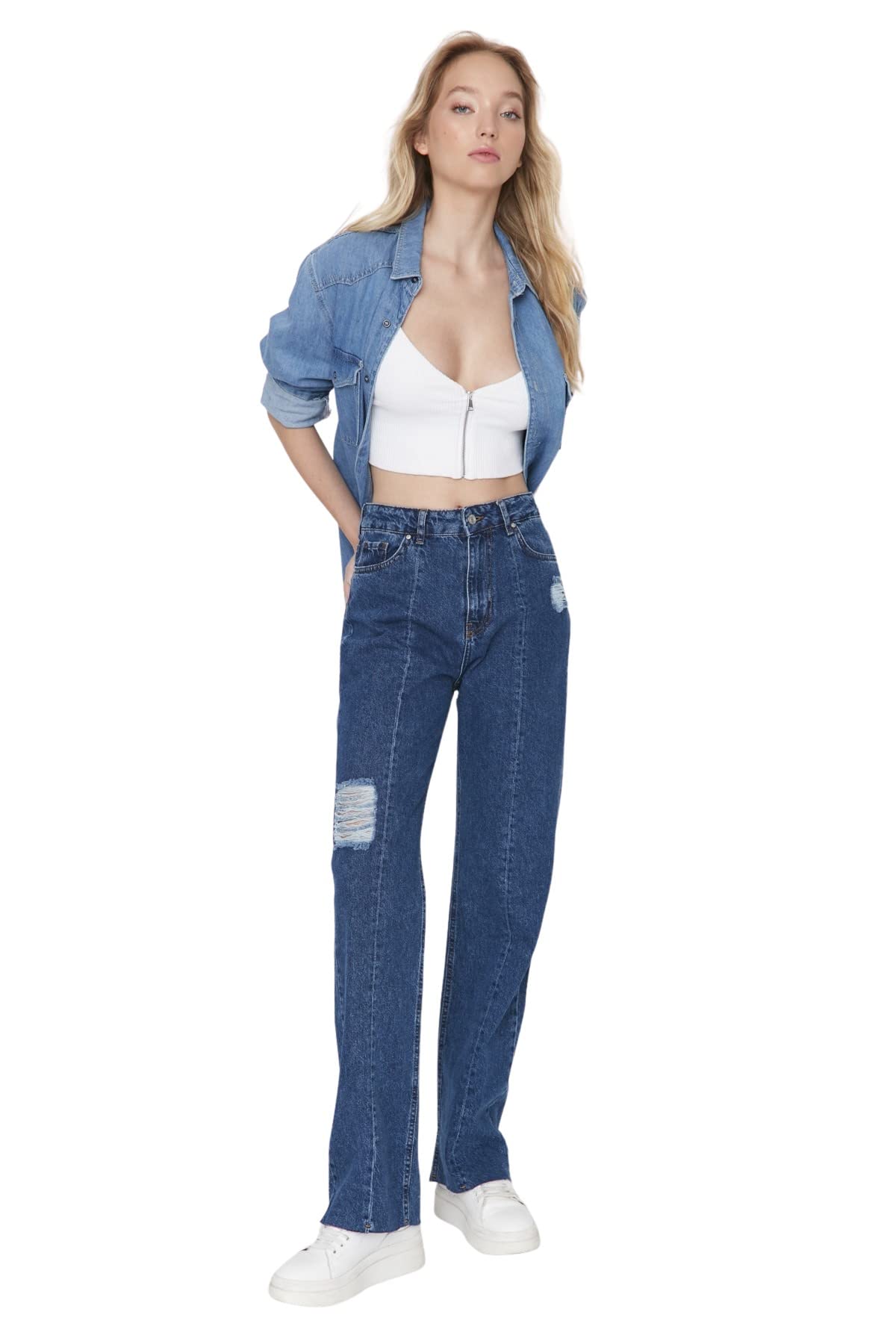 Trendyol Jeans - Navy Blue - Wide Leg