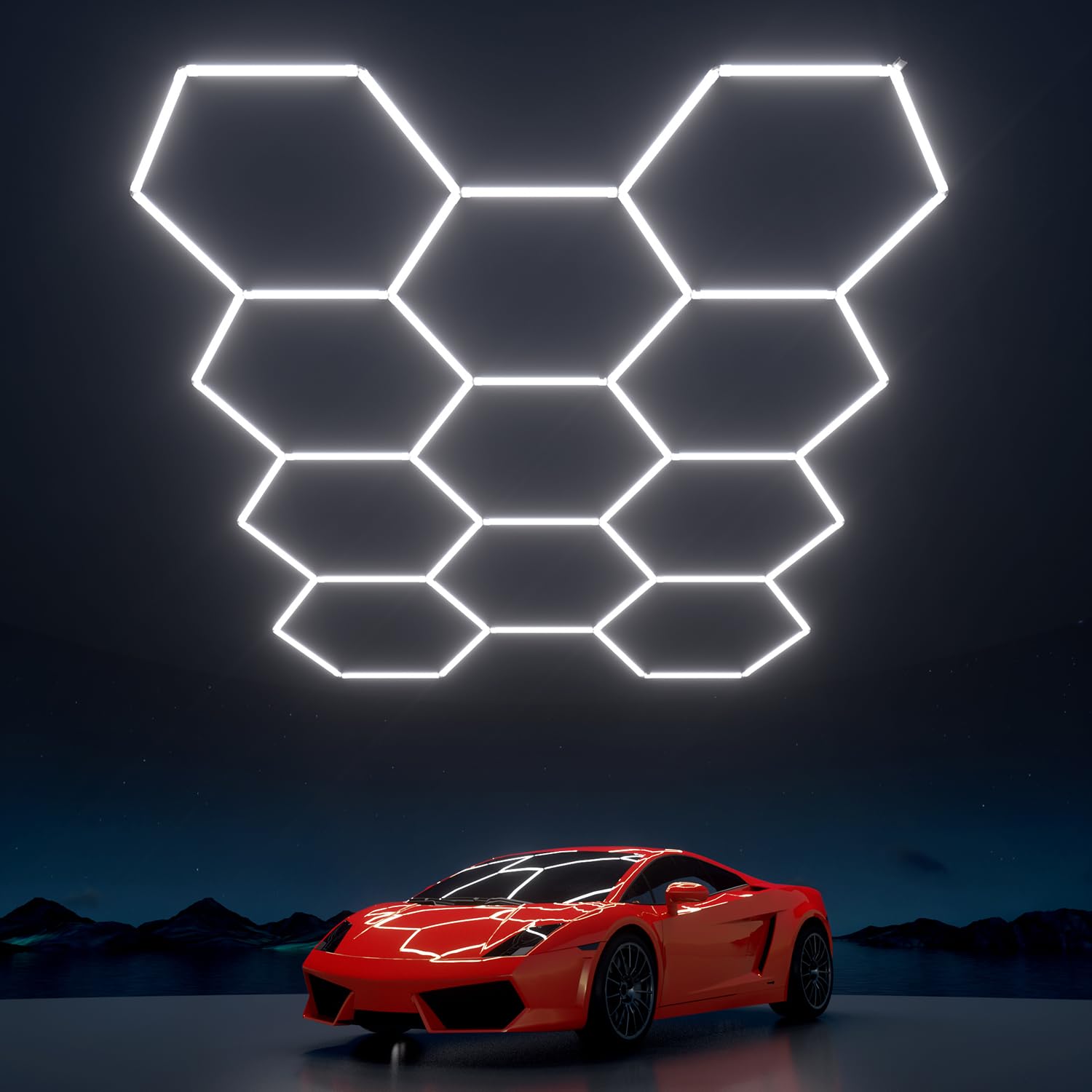 Photo 1 of Litezone 322W Hexagon LED Garage Lights - 11 Grids