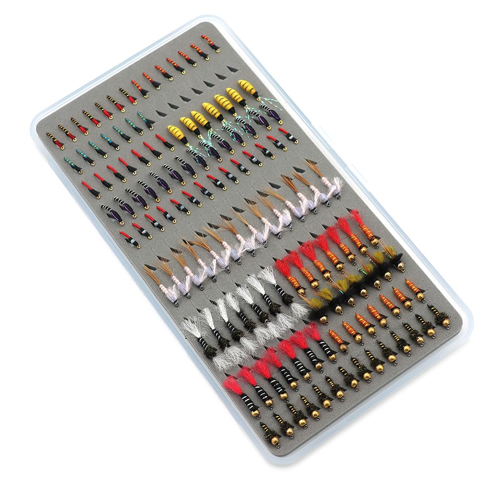 Fly Fishing Flies Assortment, 147pcs/133pcs/126pcs Fly Fishing Lures, Dry/Wet/Nymph/Streamer Flies, Trout/Panfish/Bass Fishing (126PCS Fishing Flies Kit)
