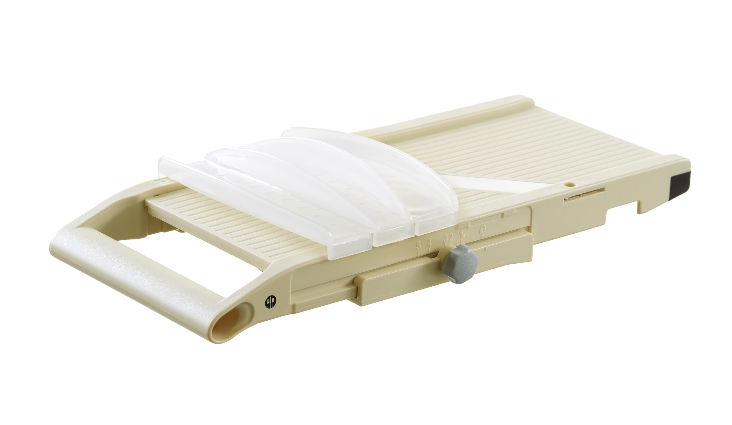 HENDI Mandolina japonesa Shōgun, rebanador y cortador manual con hoja plana ajustable (1-5mm), 380x180x(H)45mm, acero inoxidable, ABS, PP, beige