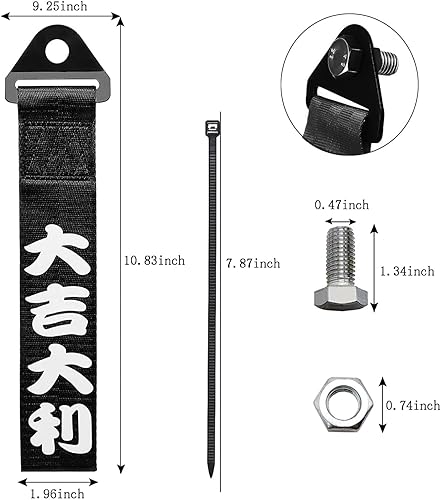 Miniatura 3 de Gancho de remolque, gancho de remolque trasero universal, parachoques de liberación rápida, correa de remolque con eslogan chino para gran suerte