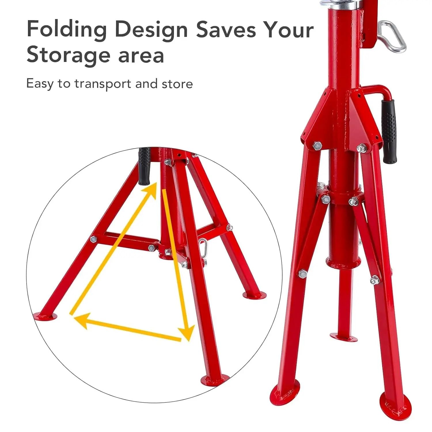 tfergelegte Rangierwagenheber 60–132 cm Höhe für 1/8–12 Zoll Rohre, zusammenklappbares Stahlstativ