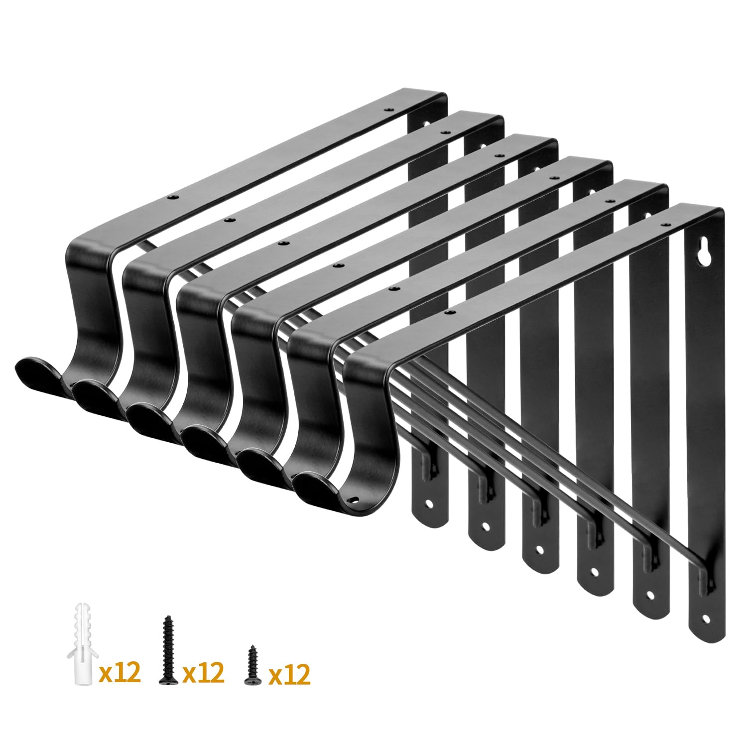Yarssihha 6 Pack Closet Rod Bracket - shelf brackets and supports | Mubboo