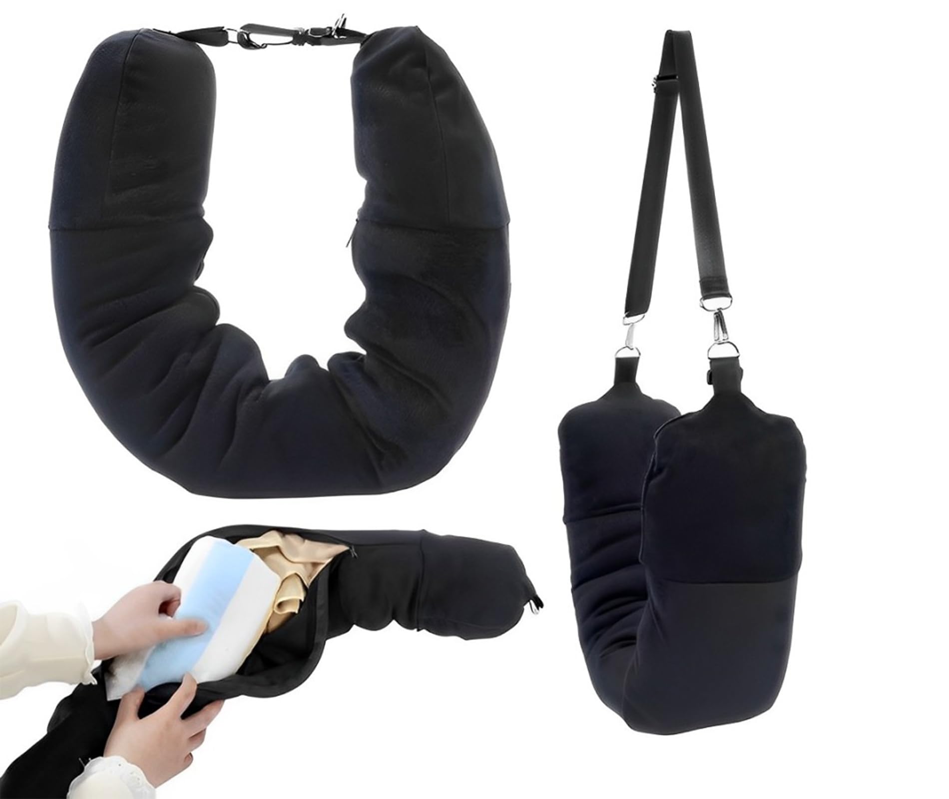 Neck Pillow for Travel, Neck Pillow with Adjustable Neck Size, Packable Clothing Travel Accessories for Airplane, Soft U-Shapes Travel Neck Pillow, No Filler