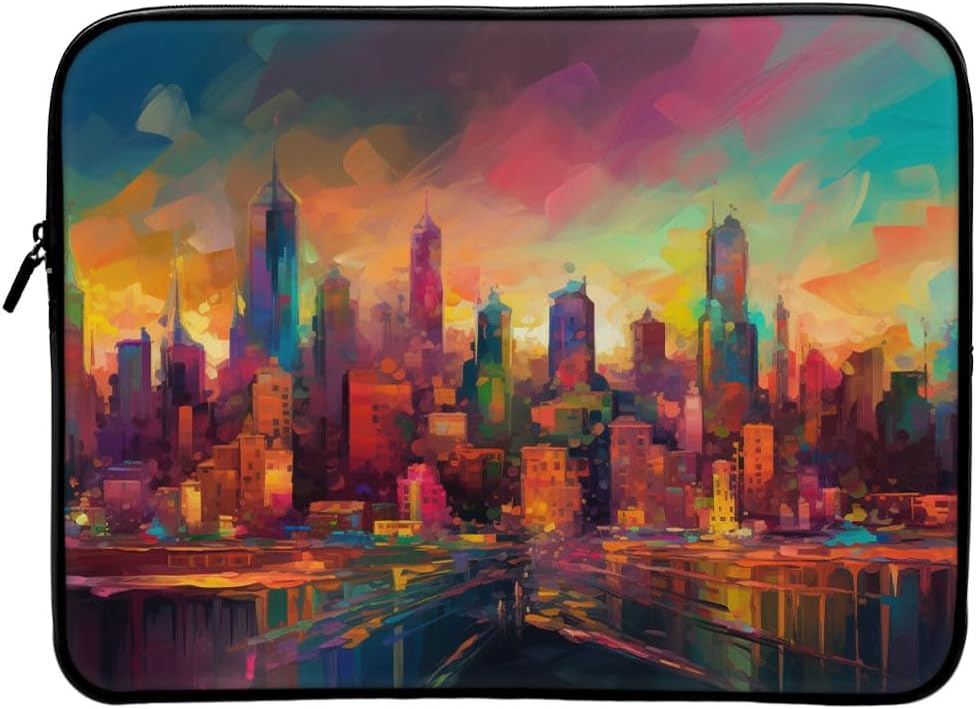 Rainbow City Mac Book Air 14" Sleeve - City Landscape Print Gift Ideas - Rainbow Themed Gift