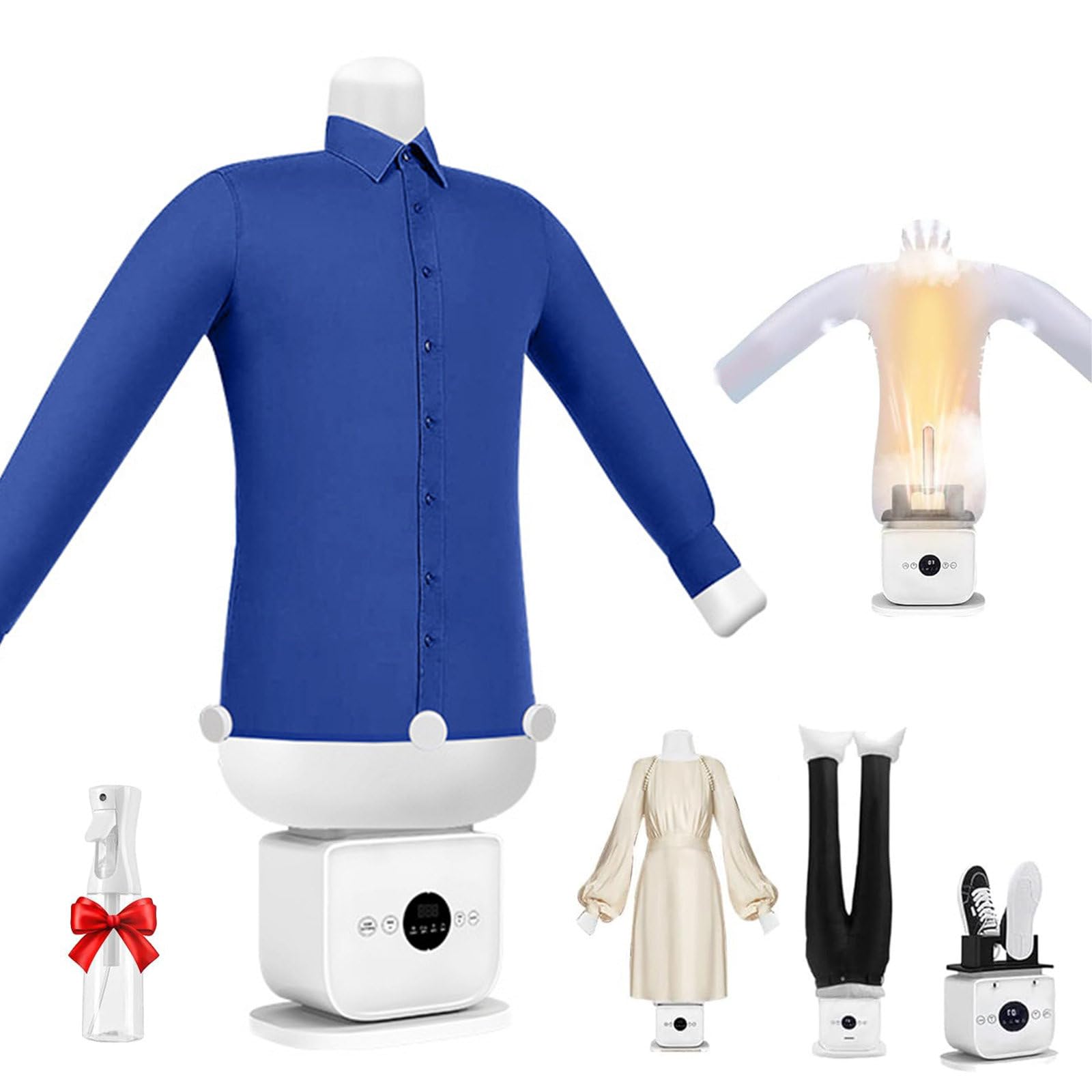 Ferro Stiro ad Aria Calda Automatici Stira Camicie Gonfiabile Automatico Asciugatrice per Vestiti e Dispositivo Antirughe per Camicie per Abbigliamento Scarpe, 360° Asciugatura Set-B