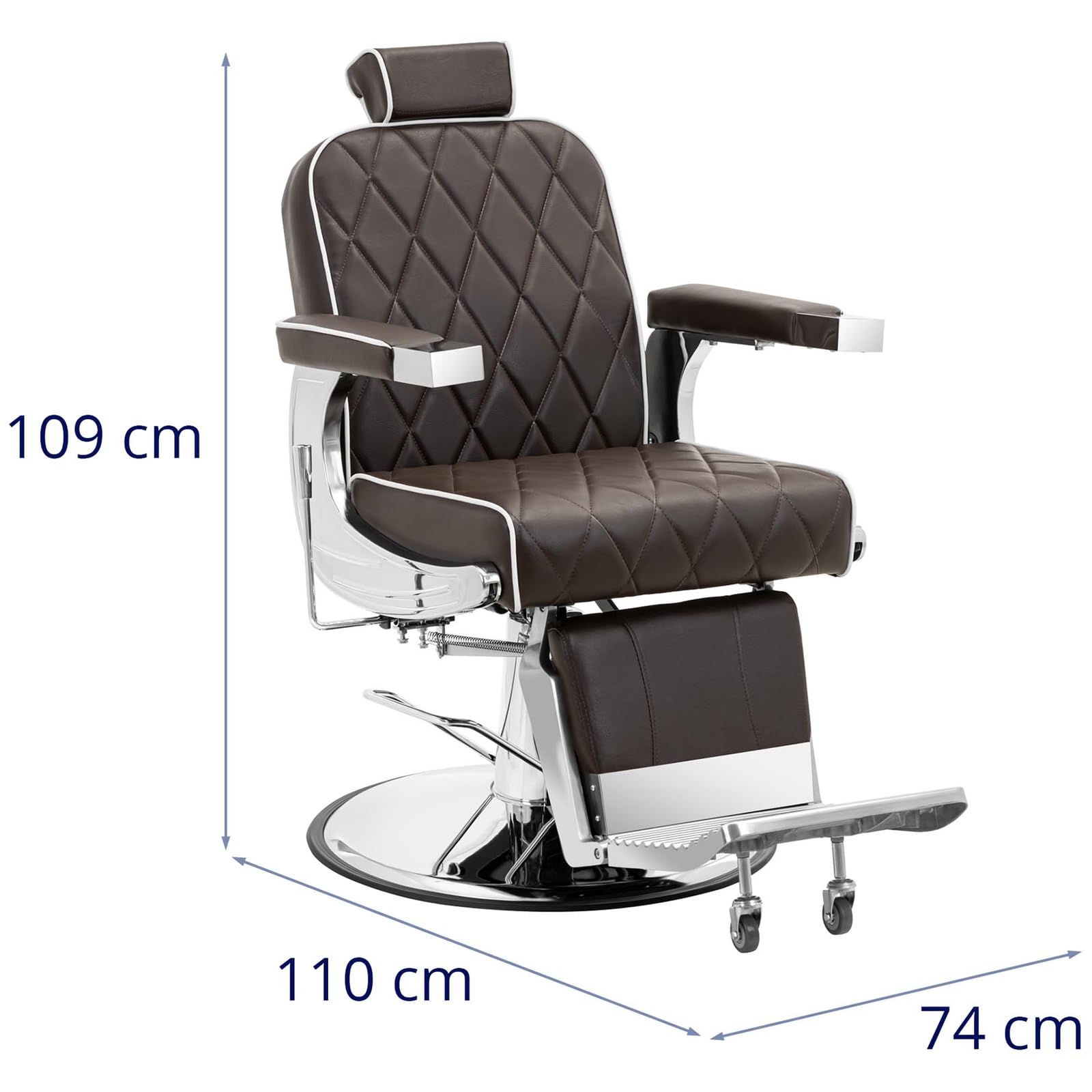 Physa FOXLEY Brown Sillón de peluquería Styling marrón con reposapiés y Altura Regulable de 58 a 71 cm para hasta 150 kg Sillón de barbería Silla de peluquería Silla de barbería