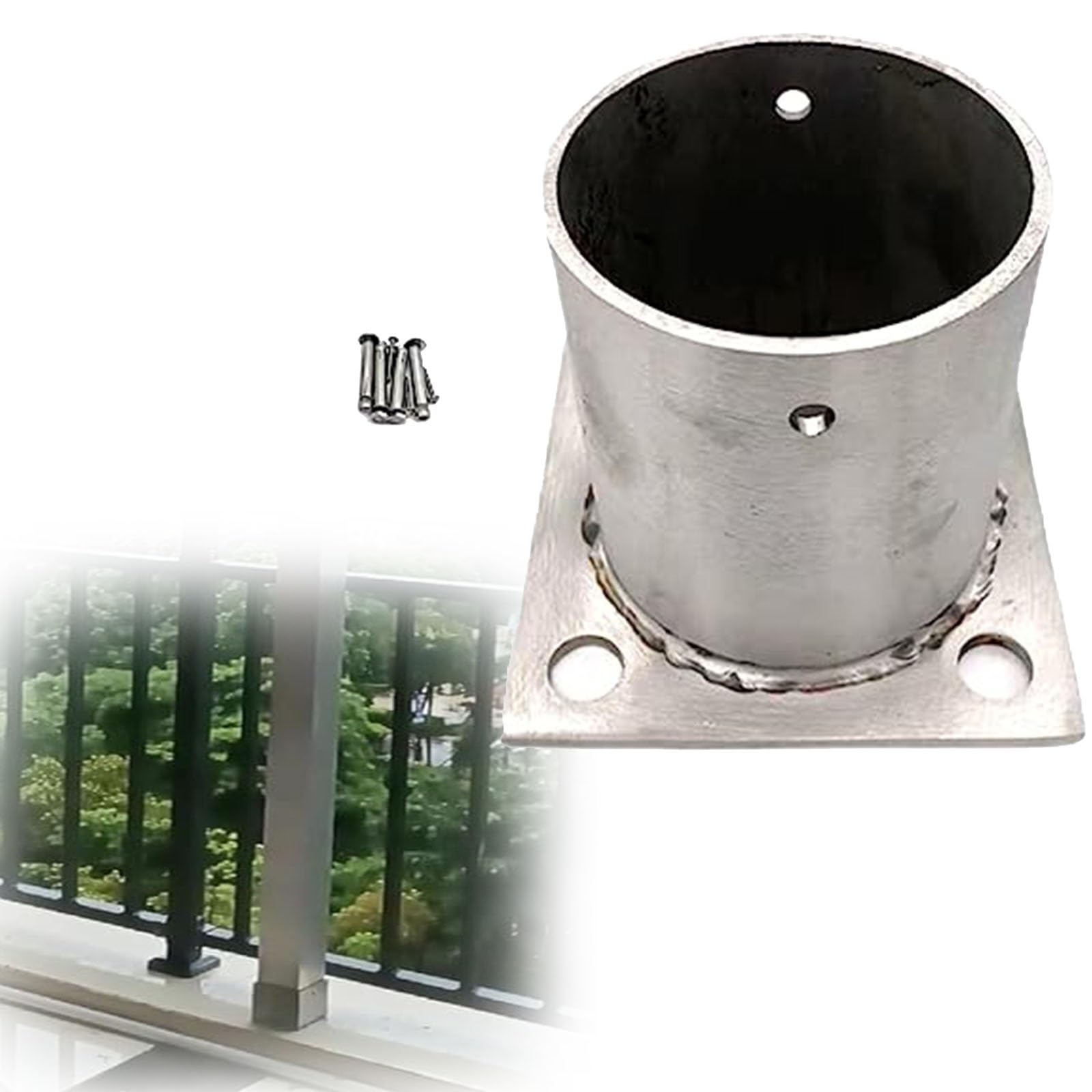 IBOWZ Round Stainless Steel Post Base 0.08in Thick for Wood Column Support Construction Agriculture and Shelter