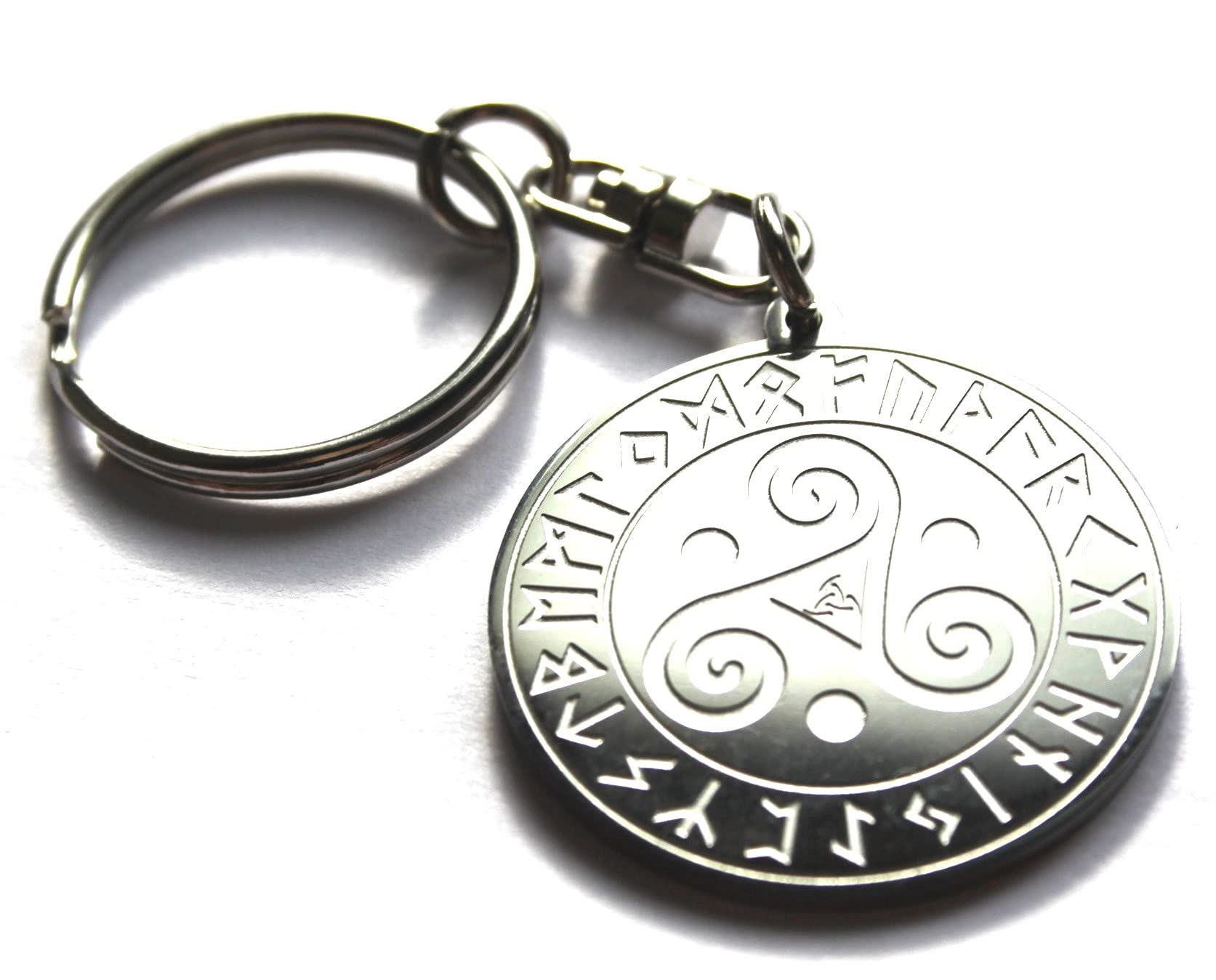 SWORLDesigns Viking Triskele Triple Spiral Triskelion Keyring with Gift Pouch
