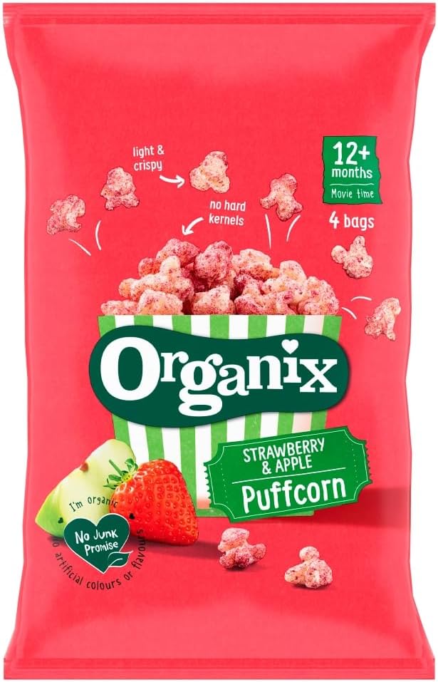Organix Strawberry & Apple Puffcorn 4 x 10g