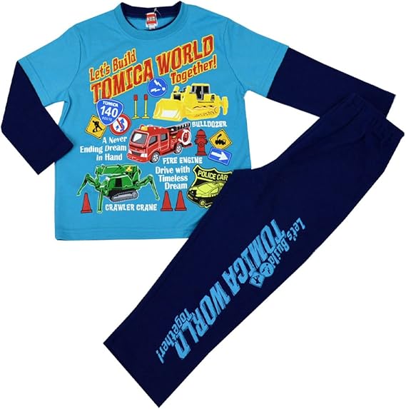 Amazon Co Jp キッズ パジャマ トミカ タカラトミー ルームウェア 長袖 子供用 サックス120 服 ファッション小物