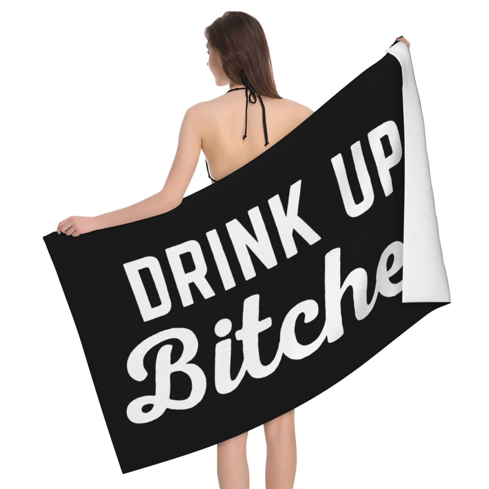 LSRCPD Beach Towels Drink Up Bitches Bath Yoga Gym Swimming For Men Women 80X130Cm