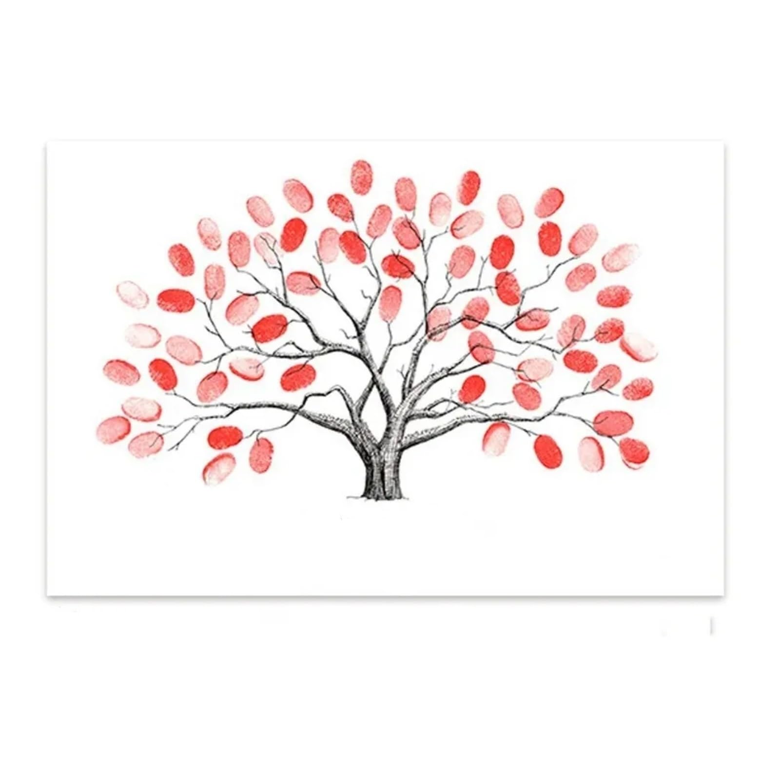Hochzeit Fingerabdrücke mit Baum Hochzeitsgeschenk Fingerabdruck Baum Malerei Kuss Liebhaber Party Gästebuch Leinwand Dekoration(Color04,60x80cm 24x32inch)