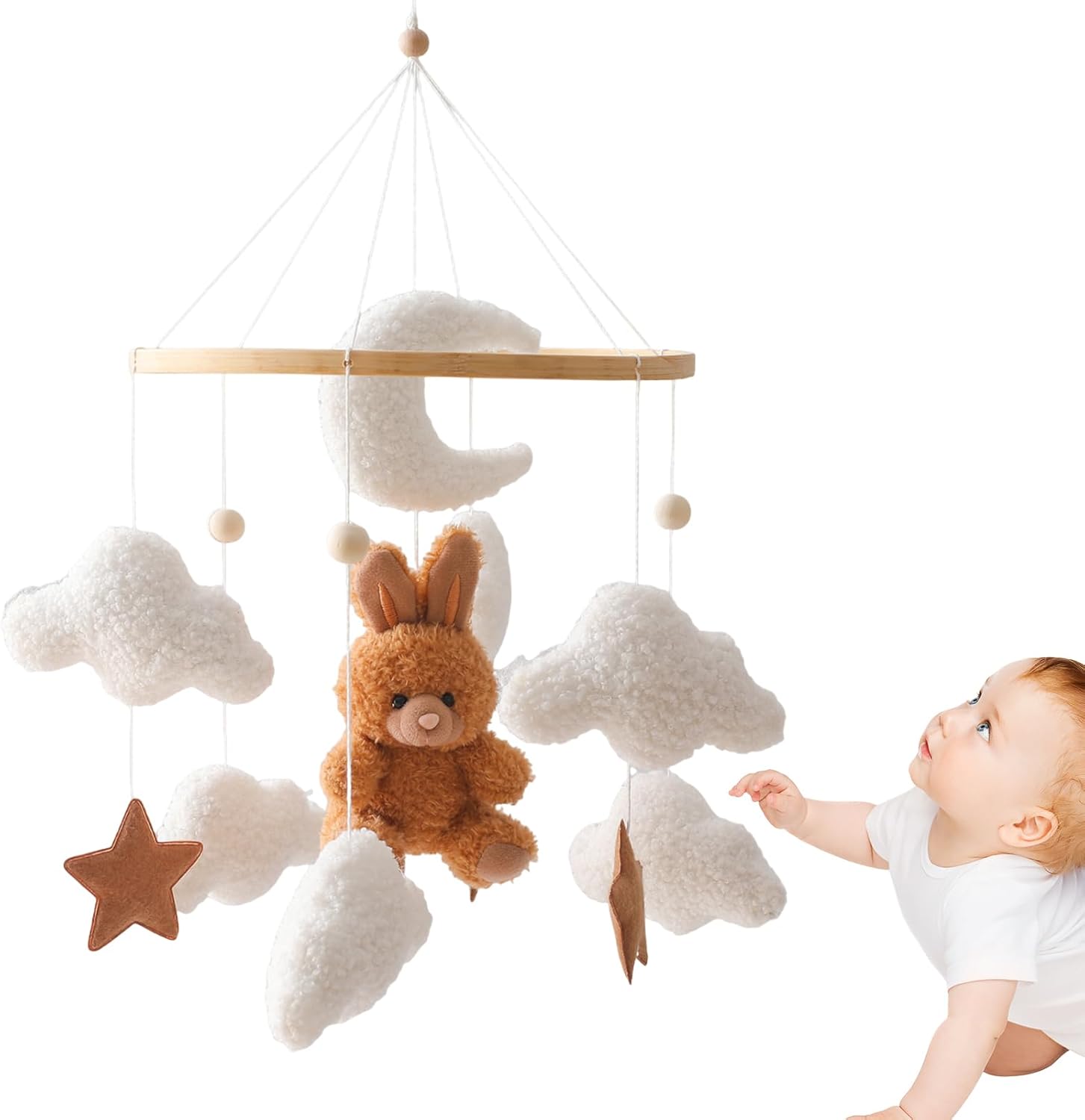 Giostrina per lettino, decorazione da appendere per culla con coniglietto, morbido ciondolo a forma di animale dei cartoni animati, perfetta per la cameretta dei bambini, decorazione per lettino per bambini, accessorio rilassante per il sonno
