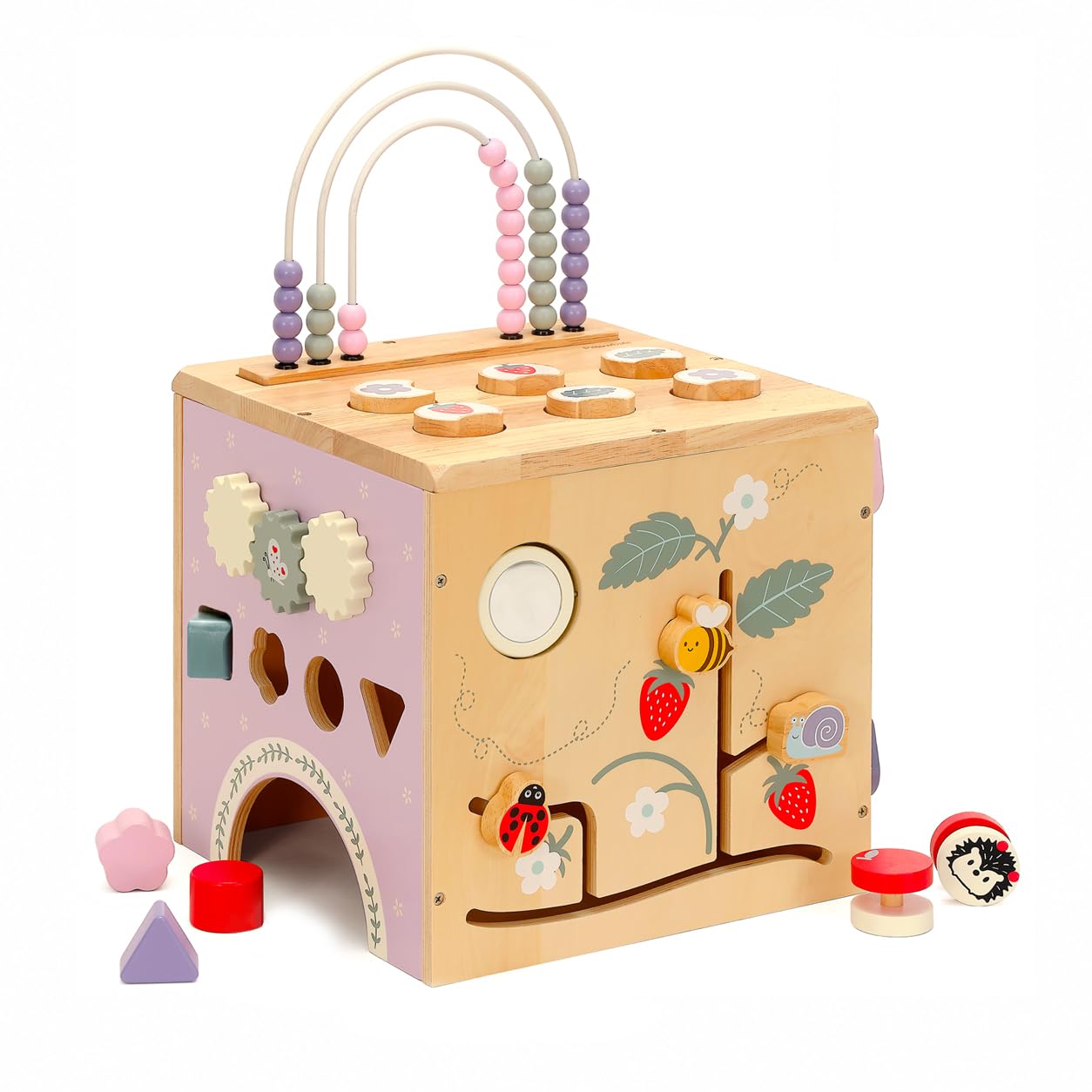 Pillowhale 8-in-1 Wooden Activity Cube, Montessori Toys for 1 Year Old