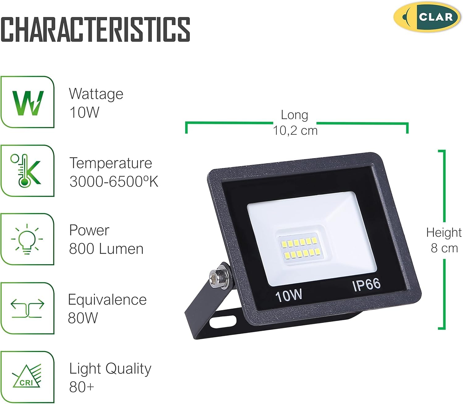 CLAR, Outdoor LED Spotlight, Outdoor LED Floodlight, 10W LED Floodlight, LED Outdoor Spotlight, Outdoor LED Spotlight - Image 2