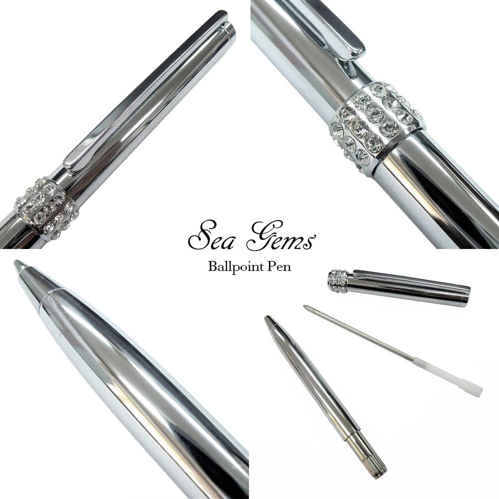ラインストーンボールペン シルバー Amazon | SeaGems キラキラボールペン シルバー 銀 ドット ライン