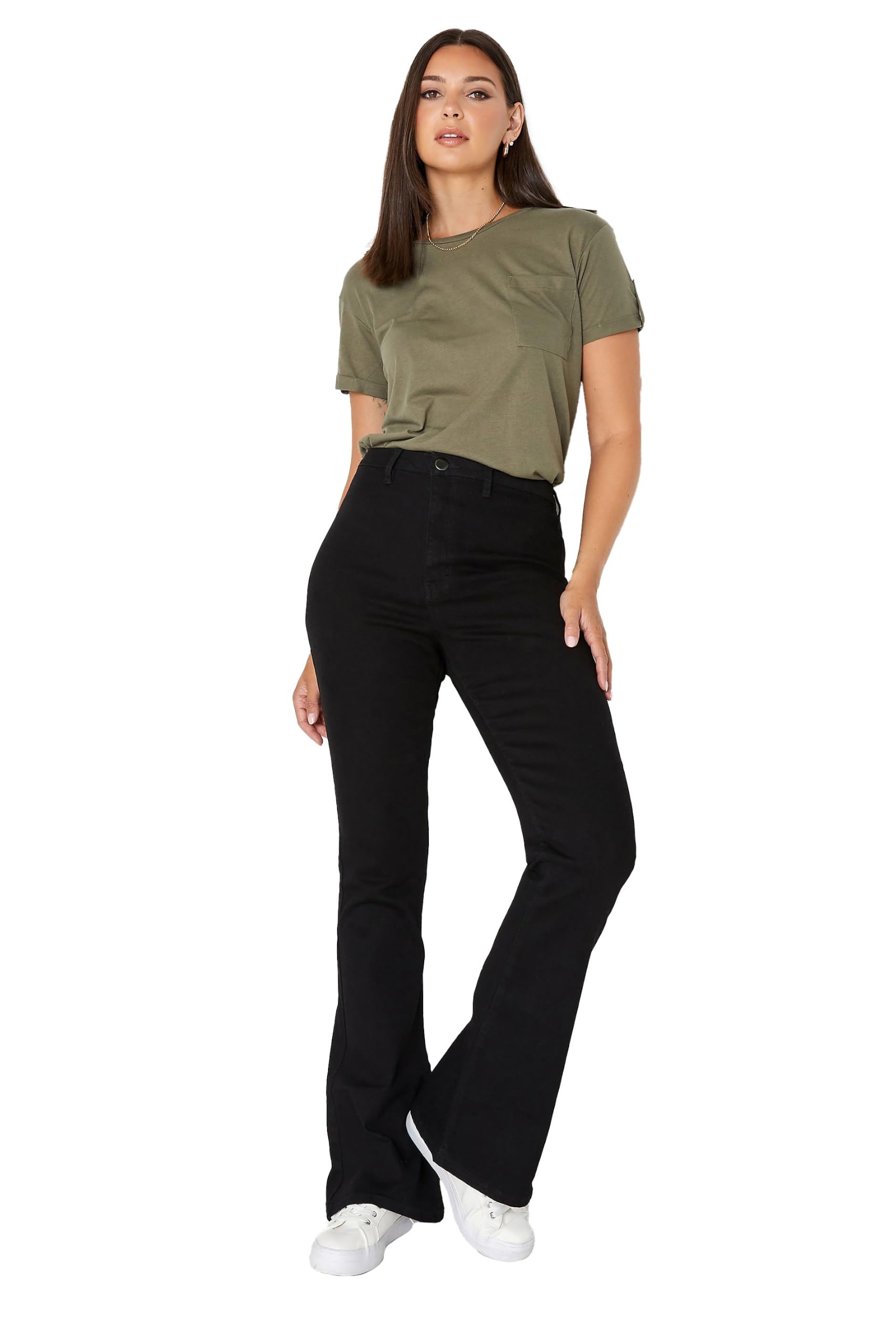 Long Tall Sally Women's Black Tall Denim Flare Jeans In | Size: 14XL