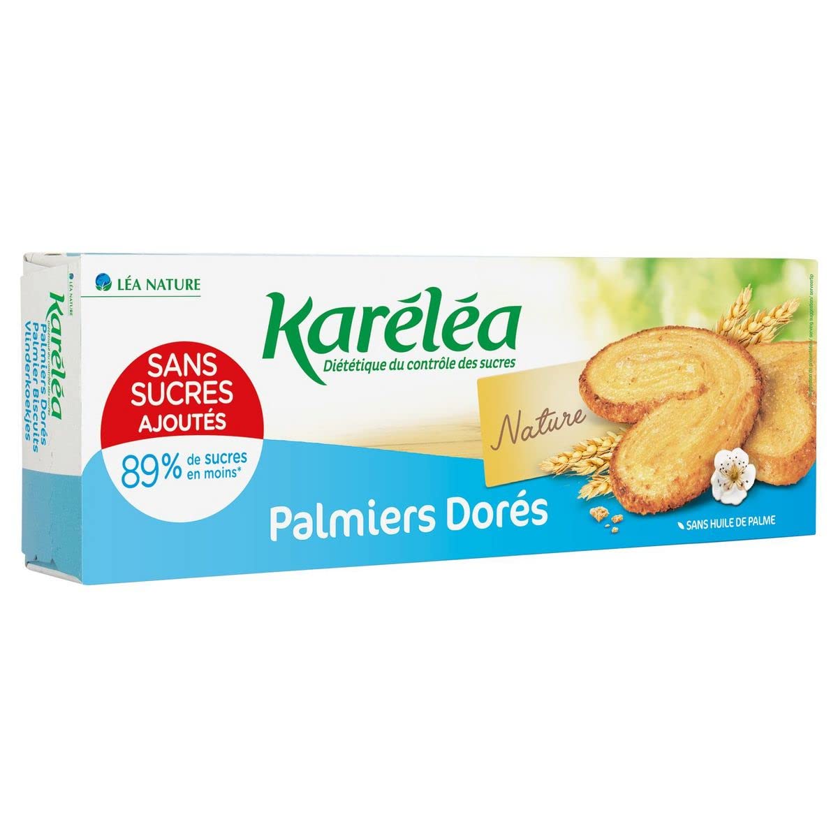 Lot de 6 unités *** KARELEA Palmiers dorés sans sucres ajoutés 100g*** soit un format carton de 6 unités ***