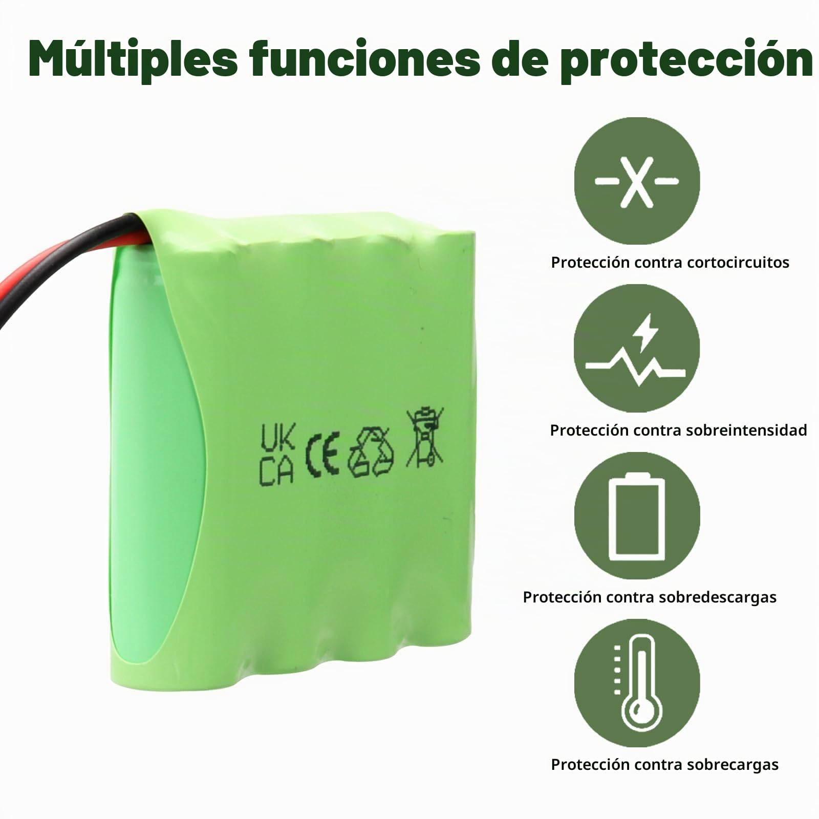 Paquete de 2 baterías Recargables NiMH RC de 4,8 V y 2400 mAh con Conector SM 2P, aptas para Coches de radiocontrol, vehículos de Juguete eléctricos, Camiones a Control Remoto