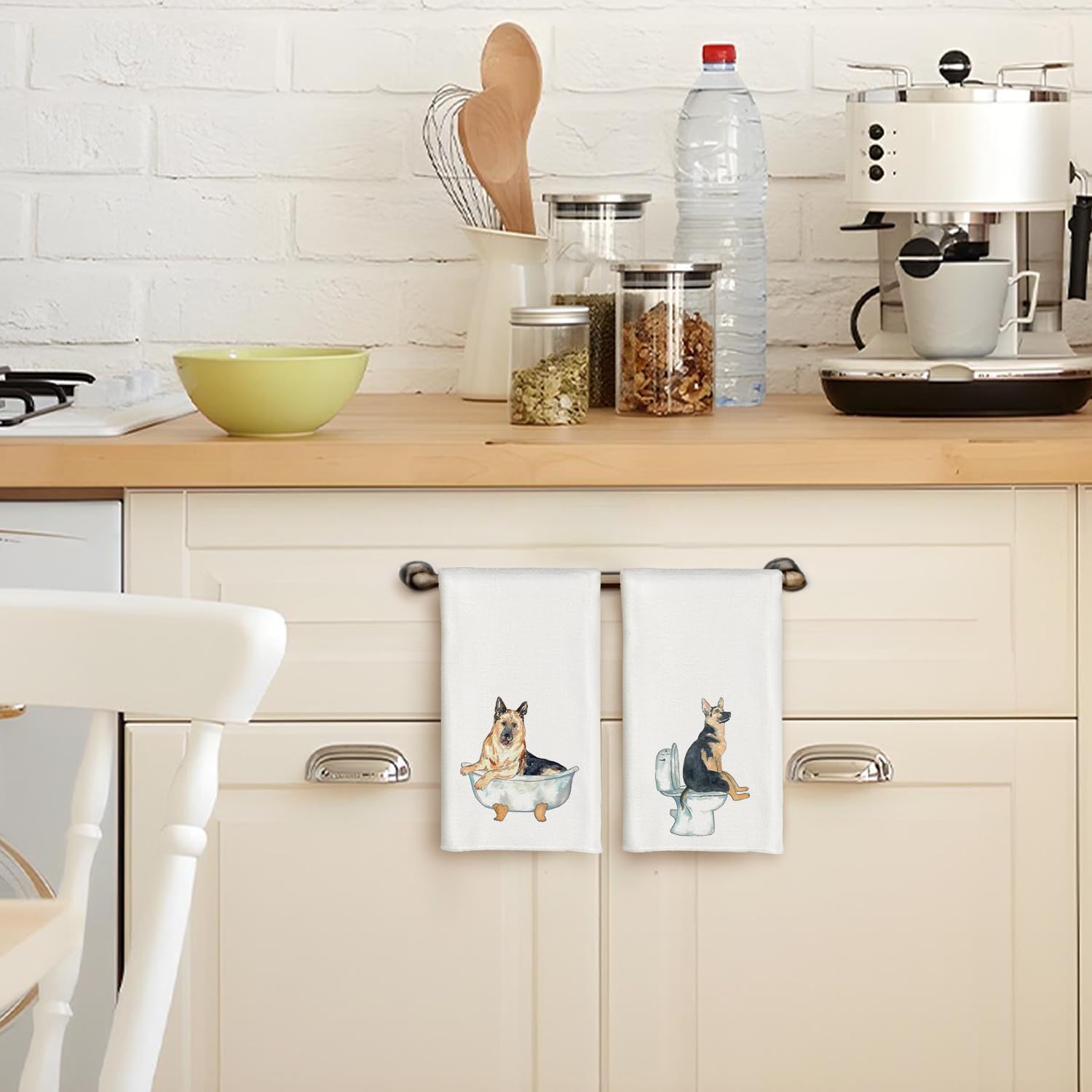 German Shepherd Dog Towels Set of 2, German Shepherd Gifts for Women Men, German Shepherd Decor Hand Towels for Bathroom, German Shepherd Bathroom Hand Towels, Dog Bathroom Decor, 16x24 Inches - Image 4