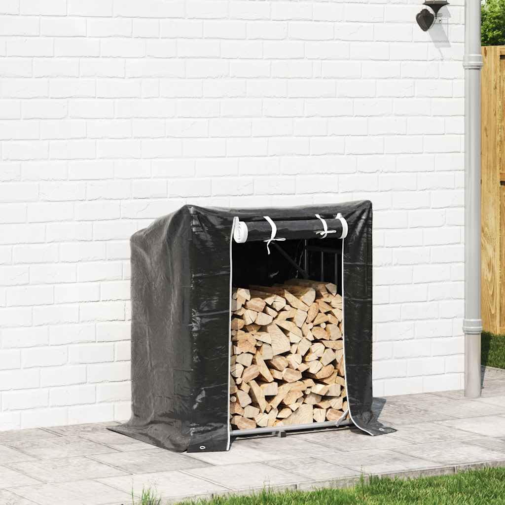 Estantería para leña con protección contra la lluvia de acero galvanizado, 101 x 61 x 110,5 cm, para leña y leña, resistente a la intemperie, con funda para lluvia, para terraza, jardín e
