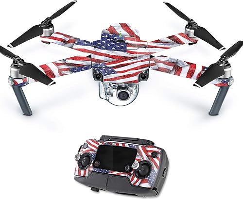 MightySkins - Skin brillante con purpurina para DJI Mavic Pro Quadcopter Drone - Patriot Acabado con purpurina protectora, duradera y brillante