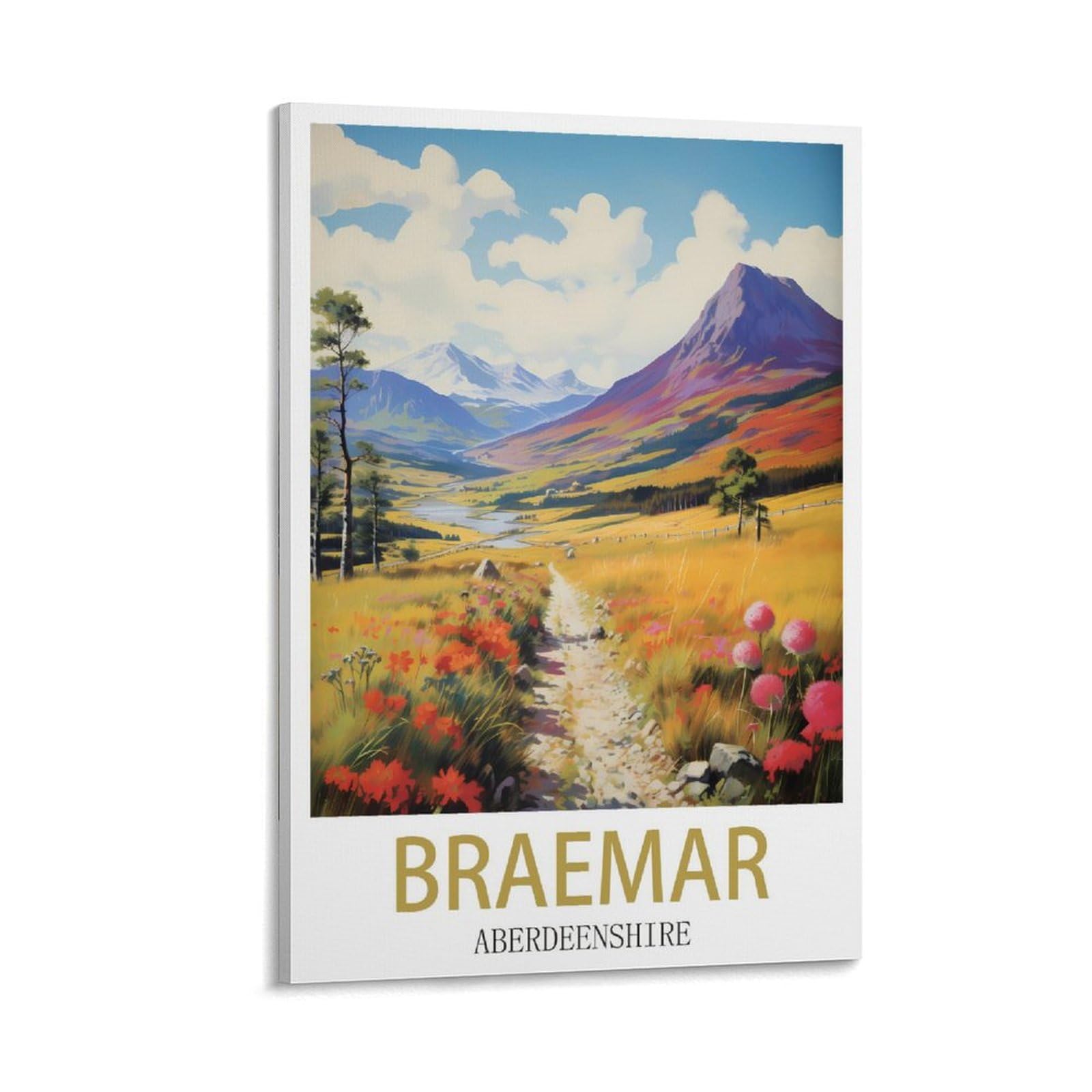 Fzyuen Frame-Style Braemar Aberdeenshire Vintage Travel Poster 08X12inch(20X30cm) Canvas Wall Art Prints For Wall Decor Room Decor Bedroom Decor