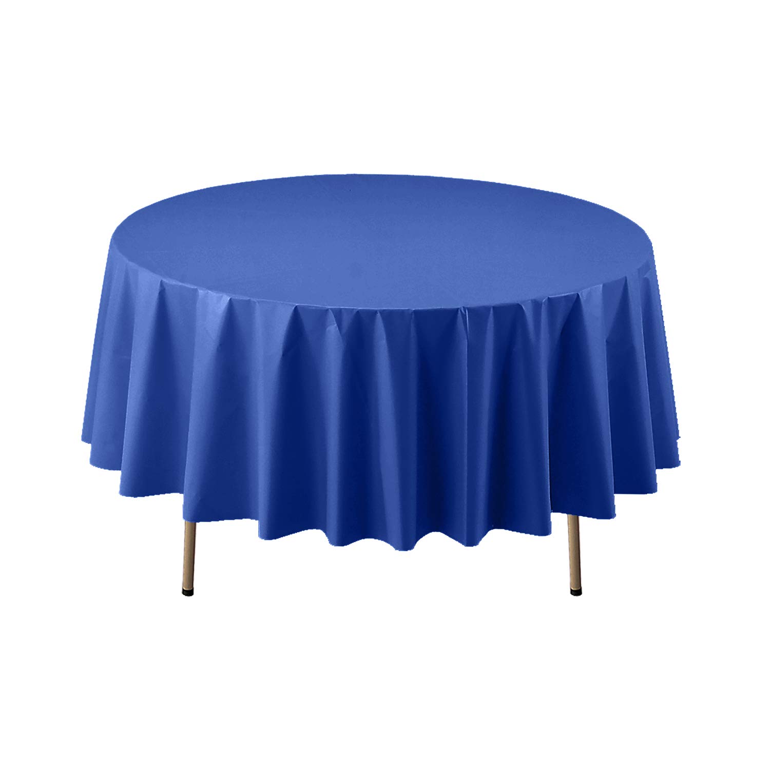 Party Essentials Heavy Duty 84" Round Plastic Table Cover Available in 22 Colors, Royal Blue