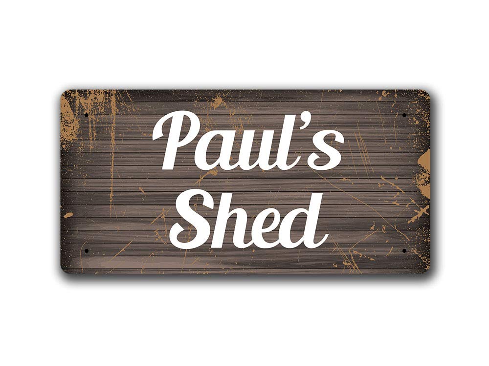 Mcmug White - Paul's Shed - Metal Sign, Decorative Sign, 200Mm X 100Mm