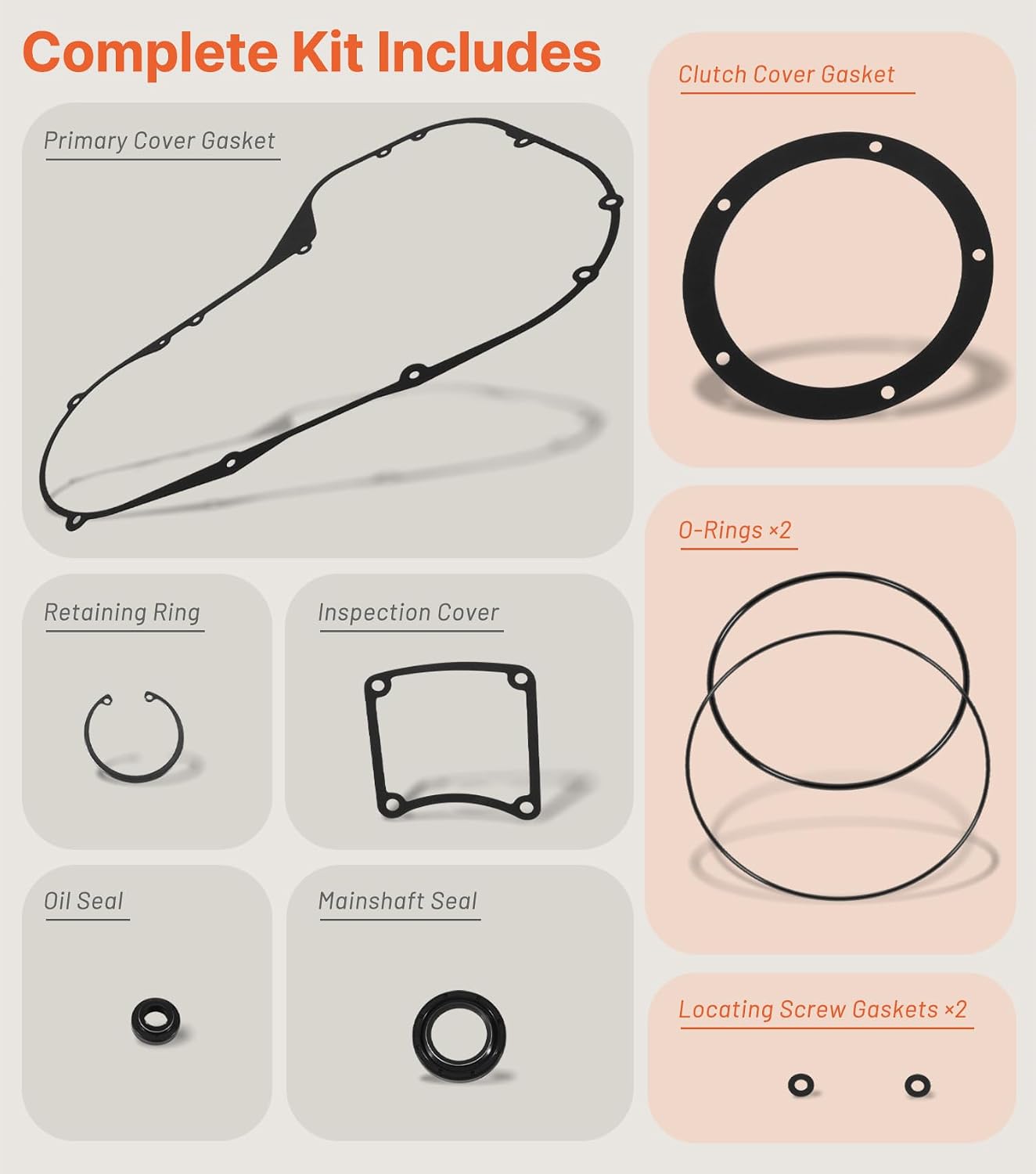 8PCS Primary Cover Gasket Kit 34906-85 Compatible with Harley-Davidson Twin Cam Touring 1999-2006, Clutch Inspection Seal Set for Road King FLHR Electra Glide FLHT Road Glide FLTR Street Glide FLHX