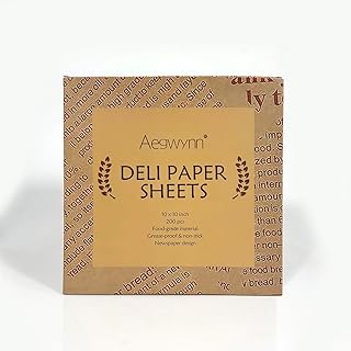 Aegwynn Deli Paper Sheets, Wax Coated, Food Safe, Grease-Proof, 10x10 In...