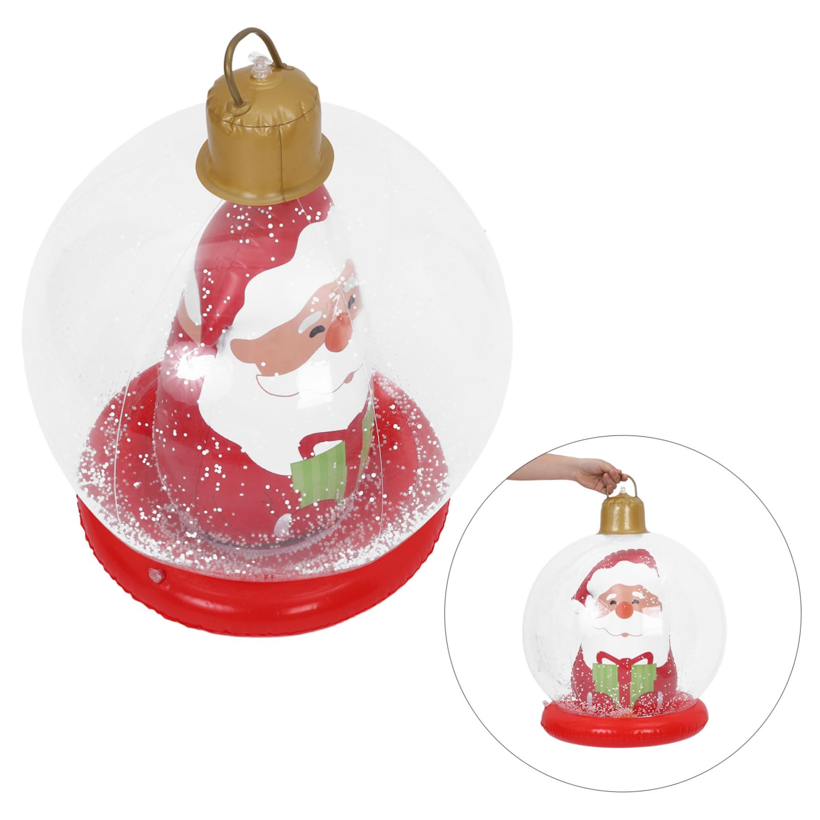 Amosfun Bola Inflable Navideña Iluminada de Adorno Inflable para Decoración de Jardín Festiva para Decoración Navideña Exterior