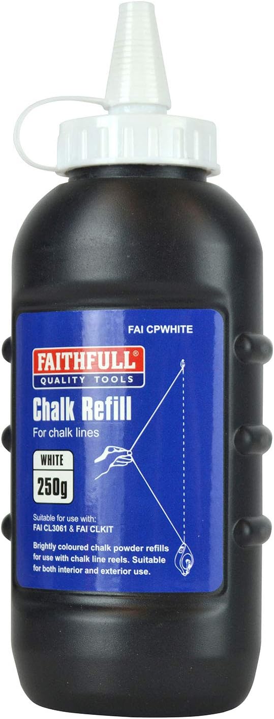 Faithfull FAICPWHITE Builders Chalk Line Powder Refill White 250g (8oz