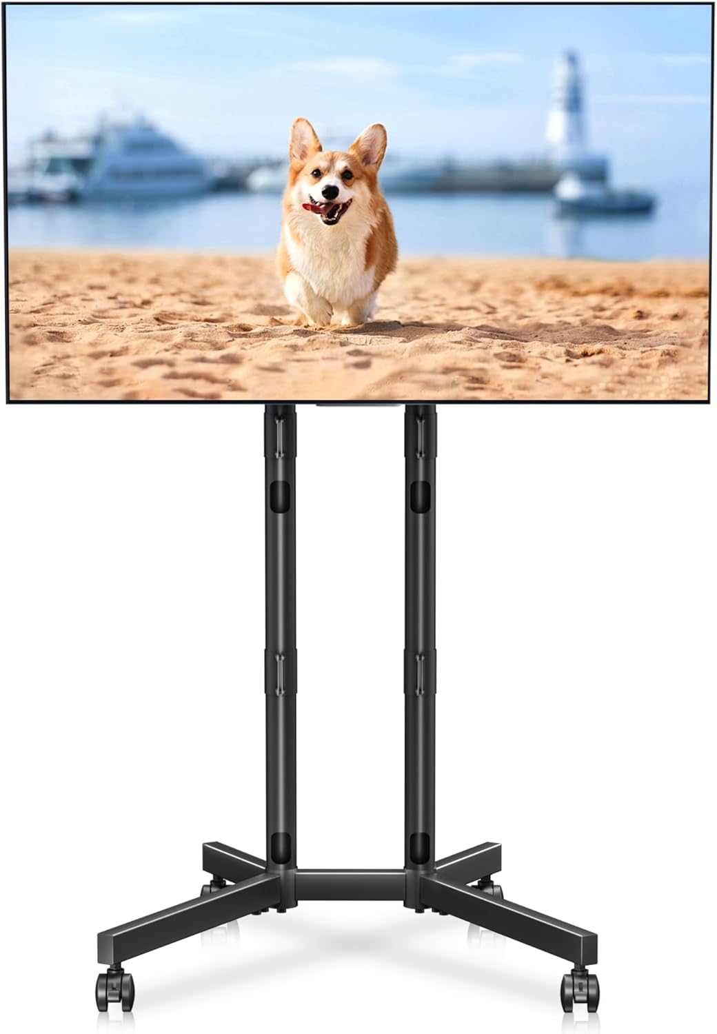 Mobile TV Stand with Wheels for Most 32-75 Inch Flat/Curved Screens TVs, Height Adjustable Rolling TV Cart Without Shelf, up to 88 lbs, Max VESA 600x400, ML70A for 32-75“