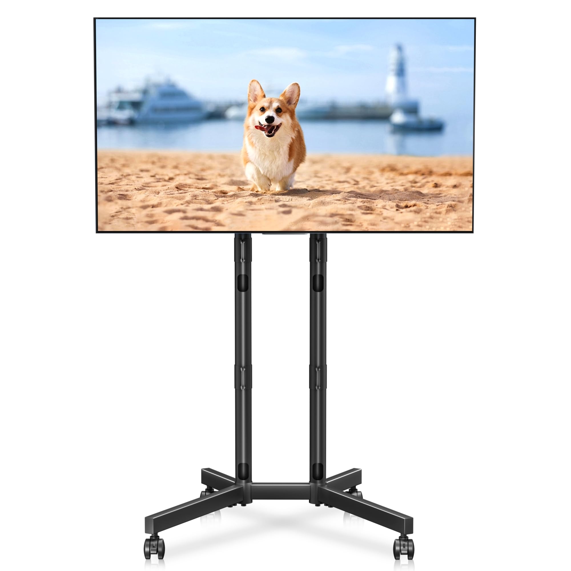XINLEI Stojak pod telewizor, kółka do telewizorów o przekątnej 32-75", płaski, zakrzywiony panel, do 40 kg, regulacja wysokości, maks. VESA 600 x 400